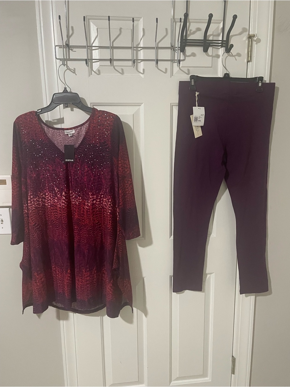 Avenue Women's Burgundy Ombre Embellished Tunic